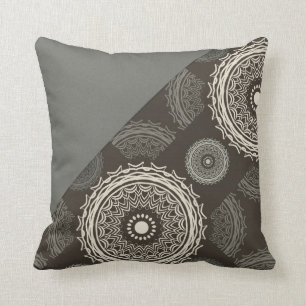 Silver Grey Taupe-cirkels Abstract Kussen