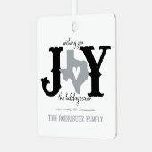 Silver Grey Texas JOY Fotovakantie Metalen Ornament (Voorkant links)