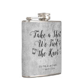 Silver Grey Tied The Knot Take Shot Trouwgunst Heupfles (Rechts)