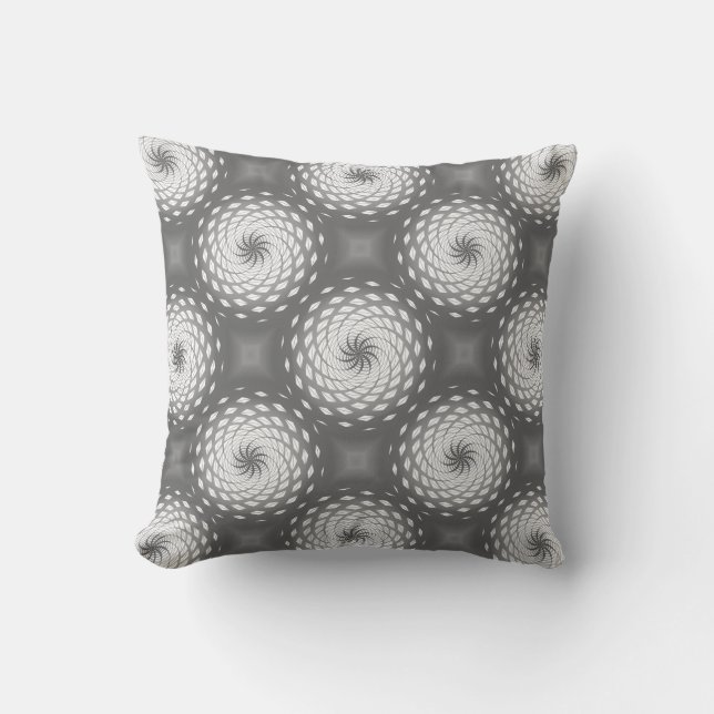 Silver Grey Twirl Pattern Dot Kussen (Voorkant)