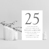 Silver Grey & White 25th Wedding Jubileum Kaart