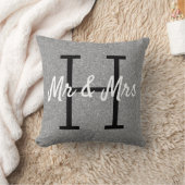 Silver Grey White Abstract Pattern Monogram Kussen (Deken)