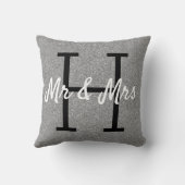 Silver Grey White Abstract Pattern Monogram Kussen (Achterkant)