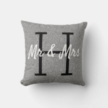 Silver Grey White Abstract Pattern Monogram