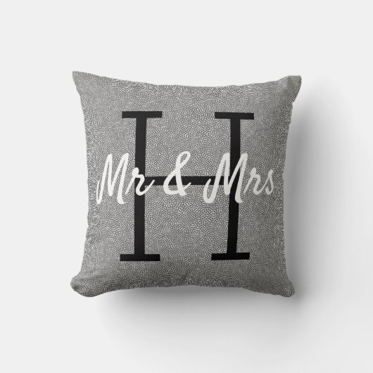 Silver Grey White Abstract Pattern Monogram Kussen (Voorkant)