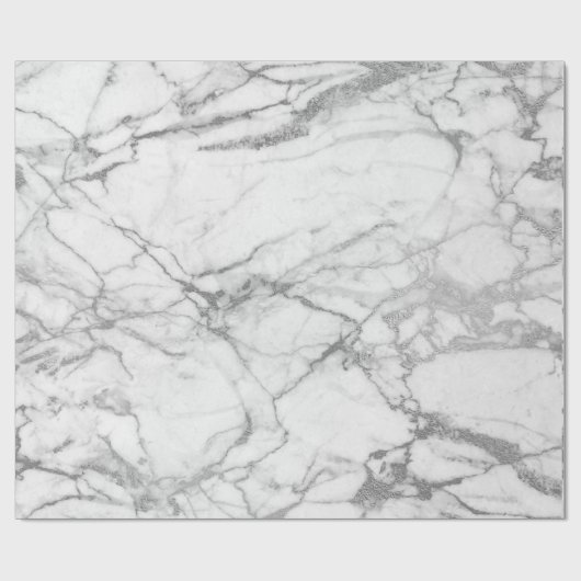 Silver Grey White Carrara Marble Stone Glam minima Cadeaupapier (Vlak)