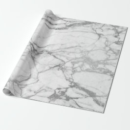 Silver Grey White Carrara Marble Stone Glam minima Cadeaupapier