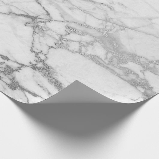 Silver Grey White Carrara Marble Stone Glam minima Cadeaupapier (Hoek)