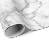 Silver Grey White Carrara Marble Stone Glam minima Cadeaupapier (Rol Hoek)