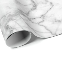 Silver Grey White Carrara Marble Stone Glam minima Cadeaupapier