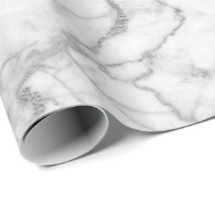 Silver Grey White Carrara Marble Stone Glam minima Cadeaupapier