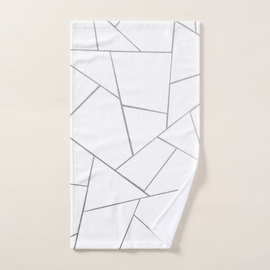 Silver Grey White Geometric Glam #1 (Faux Folie) Bad Handdoek (Handdoek)