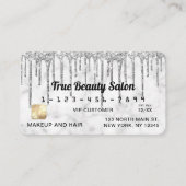 Silver Grey White Marble Glitter Drips Credit Visitekaartje (Voorkant)