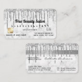 Silver Grey White Marble Glitter Drips Credit Visitekaartje (Voorkant / Achterkant)