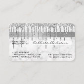 Silver Grey White Marble Glitter Drips Credit Visitekaartje (Achterkant)