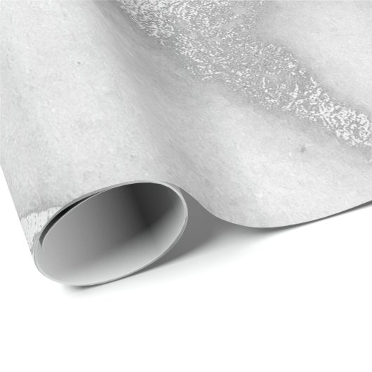 Silver Grey White Marble Metallic Monochromatica Cadeaupapier (Rol Hoek)