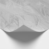 Silver Grey White Marble Molten Metallic Shiny Cadeaupapier (Hoek)
