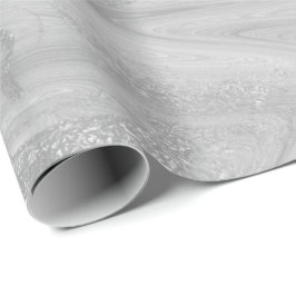 Silver Grey White Marble Molten Metallic Shiny Cadeaupapier
