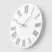 Silver Grey White, minimale Romeinse cijfers Lux Grote Klok (Hoek)