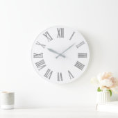 Silver Grey White, minimale Romeinse cijfers Lux Grote Klok (Huis)