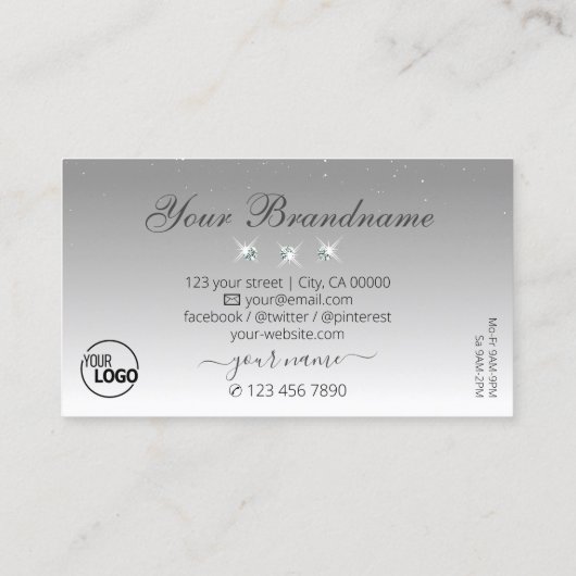 Silver Grey White Ombre Sparking Jewels met Logo Visitekaartje (Achterkant)