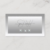 Silver Grey White Ombre Sparking Jewels Monogram Visitekaartje (Voorkant)