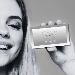 Silver Grey White Ombre Sparking Jewels Monogram Visitekaartje