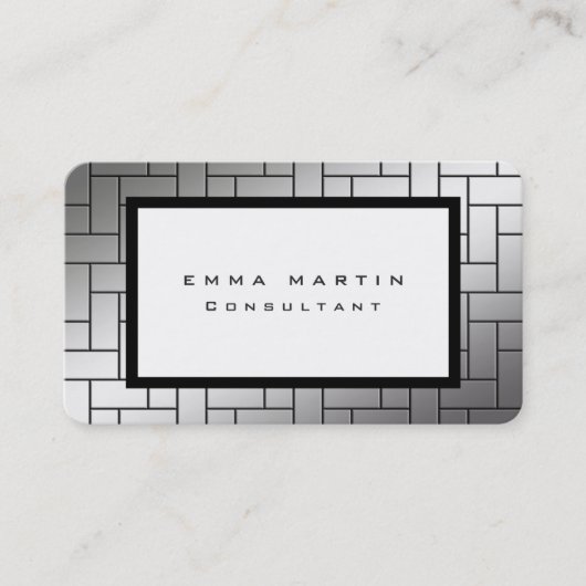 Silver Grey White — uniek rendy creatief Visitekaartje (Voorkant)