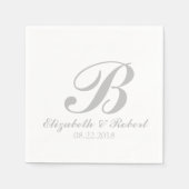 Silver Grey White Wedding Monogram Servet (Voorkant)