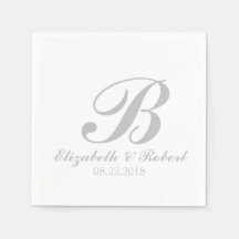 Silver Grey White Wedding Monogram