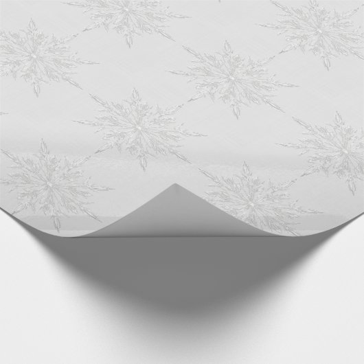 Silver Grey Winter Ice Crystals Groot patroon Cadeaupapier (Hoek)
