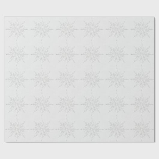 Silver Grey Winter Ice Crystals Groot patroon Cadeaupapier (Vlak)