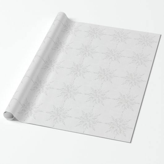 Silver Grey Winter Ice Crystals Groot patroon Cadeaupapier (Uitgerold)