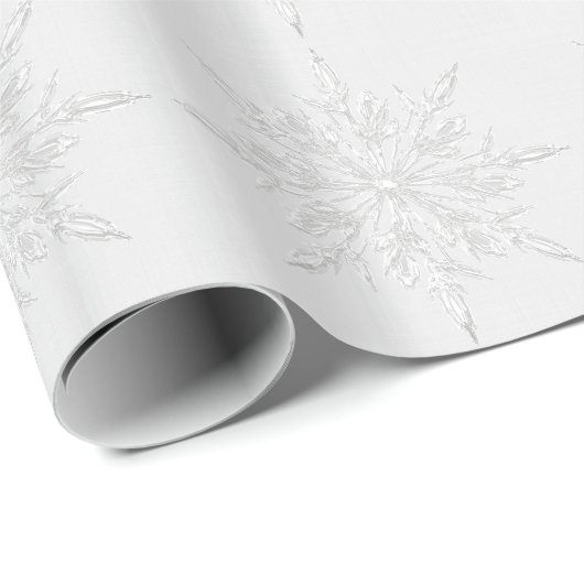 Silver Grey Winter Ice Crystals Groot patroon Cadeaupapier (Rol Hoek)