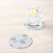 Silver Grey Winter Snowflakes Christmas Ronde Kartonnen Onderzetter (Insitu)