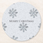 Silver Grey Winter Snowflakes Christmas Ronde Kartonnen Onderzetter (Voorkant)