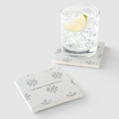 Silver Grey Winter Snowflakes Christmas Stenen Onderzetter (Zijkant)