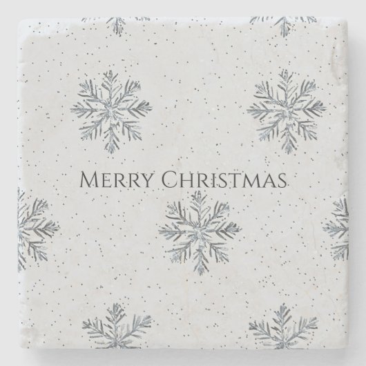 Silver Grey Winter Snowflakes Christmas Stenen Onderzetter (Voorkant)