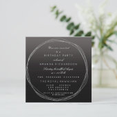 Silver Grey Wreath Birthday Black Ombre Kaart (Staand voorkant)