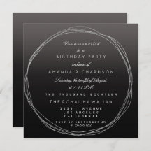 Silver Grey Wreath Birthday Black Ombre