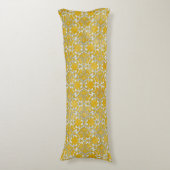 Silver Grey Yellow Dansende Scrollen Patroon Lichaamskussen (Voorkant Verticaal)