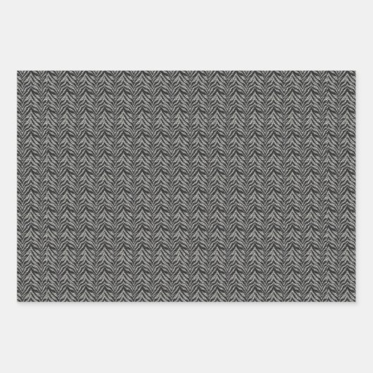 Silver Grey Zebra Stripes Pattern Inpakpapier Vel (Voorkant 3)