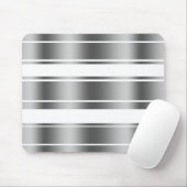 Silver-grijs en White Stripes Pattern Muismat (Met muis)