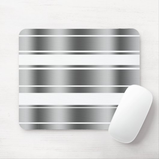 Silver-grijs en White Stripes Pattern Muismat (Met muis)