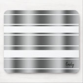 Silver-grijs en White Stripes Pattern Muismat (Voorkant)