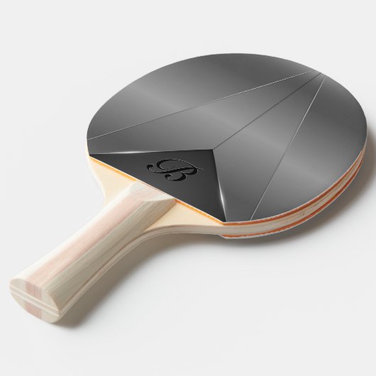 Silver grijs metalen geometrisch ontwerp tafeltennisbatje (Voorkant Gekanteld)