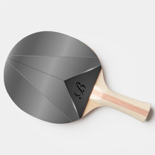 Silver grijs metalen geometrisch ontwerp tafeltennisbatje (Zijkant)