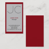 Silver grijs verticaal professioneel monogram visitekaartje (Voorkant / Achterkant)