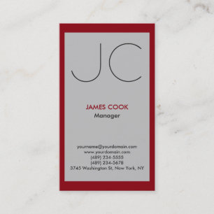 Silver grijs verticaal professioneel monogram visitekaartje