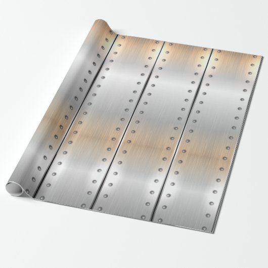 Silver-grijze metalen strepen patroon cadeaupapier (Uitgerold)